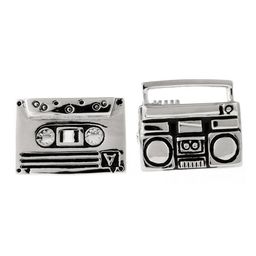 The Tie Hub Silver-Toned & Black Cufflinks-picture-10