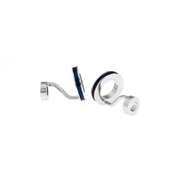 The Tie Hub Silver-Toned & Black Cufflinks image 2