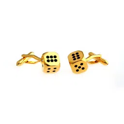 The Tie Hub Gold-Toned & Black Geometric Cufflinks image 4
