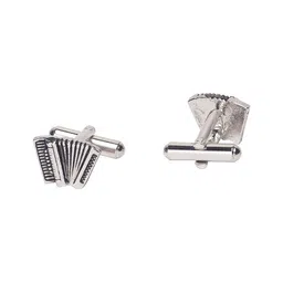 The Tie Hub Silver-Toned & Black Quirky Cufflinks image 2