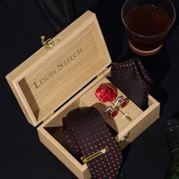LOUIS STITCH Men Polka Dots Printed Silk Necktie Accessory Gift Set-picture-39