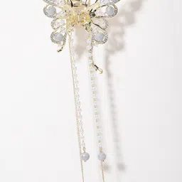 VOGUE PANASH Gold-Plated CZ-Stone Studded Butterfly Shaped Claw Clip image 2