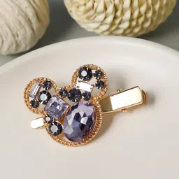 PRITA BY PRIYAASI Women Gold-Toned & Purple Embellished Alligator Hair Clip-image-12