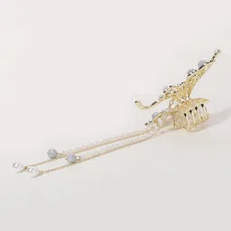 VOGUE PANASH Gold-Plated CZ-Stone Studded Butterfly Shaped Claw Clip image 4