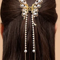 VOGUE PANASH Gold-Plated CZ-Stone Studded Butterfly Shaped Claw Clip image 3