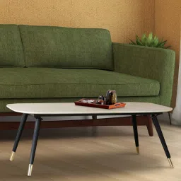 claymint Milano White Marble Coffee Table In Black With Brass Finish image 2