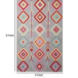 imperial knots Grey Geometric Wool 4ft x 6ft Hand Tufted Carpet image 3