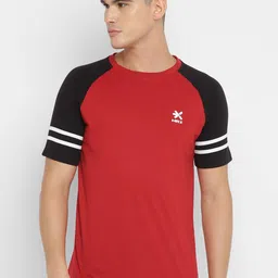 HRX by Hrithik Roshan Men Colourblocked Drop-Shoulder Sleeves Applique T-shirt image 1