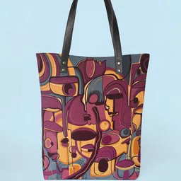 Kalankit Graphic Printed Shopper Vegan Leather Oversized Tote Bag-picture-20