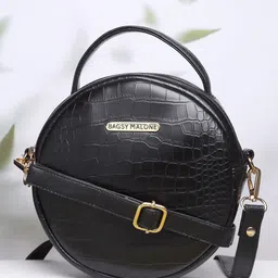 Bagsy Malone Women Black Animal Textured PU Sling Bag-picture-21