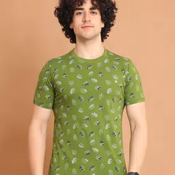 berry blues Round Neck Conversational Printed Cotton T-shirt-picture-43