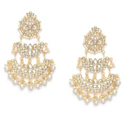 LAIDA Gold-Plated & White Kundan Studded Chandbalis image 2