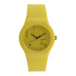 Fastrack Unisex Yellow Printed Dial & Straps Tees Minimalist Analogue Watch 9915PP58 image 2