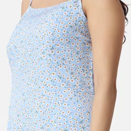 Popwings Floral Printed Shoulder Strap A-Line Mini Dress image 2