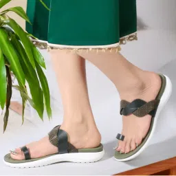 Carlton London Olive Solid Women Comfort Flats-picture-11