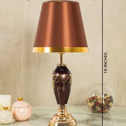 dekor company Radiant Monolith Ceramic Table Lamp with Cotton Shade (Multicolour & Red) image 3