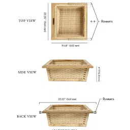 habereindia Modular Kitchen Wicker Basket | Wicker Basket | Pullout Partition Basket For Modular Kitchen | Onion Storage Basket With Channel (22.5 W x 20 L x 6 H) image 3