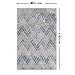 sapana carpet-mats Navy & Cream Abstract Polyester 4 x 6 Feet Machine Made Carpet image 2