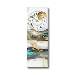olive tree Multicolour Rectangle 24 Inches Wooden Wall Clock (Mountain) image 4