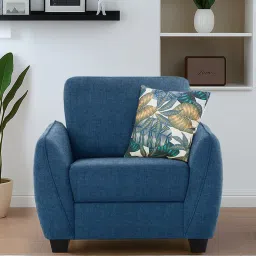 casacraft from pepperfry Virginia Chenille Fabric 1 Seater Sofa In Denim Blue Colour image 1