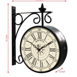 random Double Sided Vintage Multicolour Metal Station Clock image 3