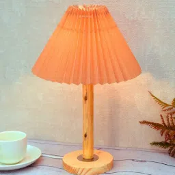 homesake Pinewood Table Lamps, Fabric Linen Lampshade, Pleated Jute-picture-31