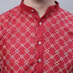SOJANYA Embroidered Mandarin Collar Kurta with Pyjamas & Nahru Jacket image 2