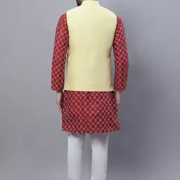 SOJANYA Embroidered Mandarin Collar Kurta with Pyjamas & Nahru Jacket image 5