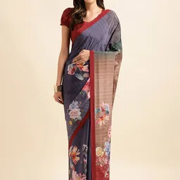 Mitera Floral Printed Pure Silk Saree-image-32