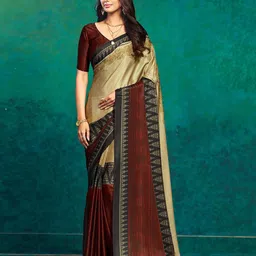 RACHNA Ethnic Motifs Satin Chettinad Saree-image-0