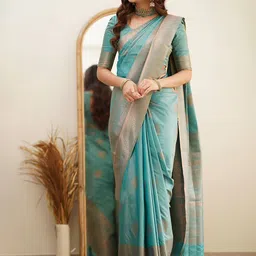 Anjaneya Sarees Ethnic Motifs Woven Design Zari Banarasi Saree image 2