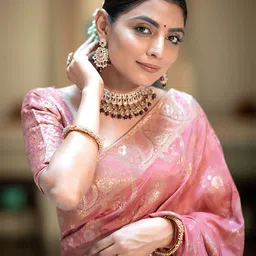 KALINI Ethnic Motifs Zari Silk Blend Banarasi Saree image 5