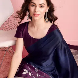 RACHNA Floral Printed Satin Saree image 4