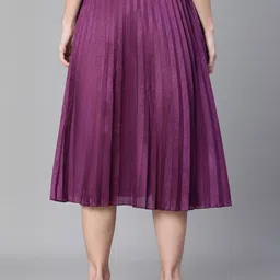 Oxolloxo Dupion Silk Accordian Pleated Flared Knee Length Skirt image 3