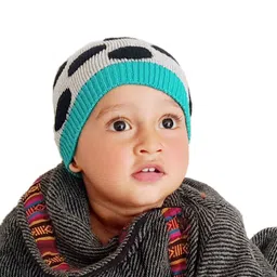 Bharatasya Infant Kids Polka Dots Self Design Cotton Beanie-picture-26