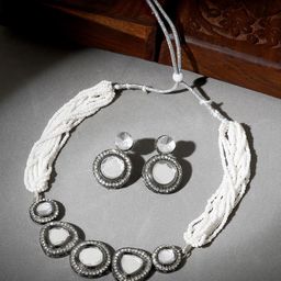 TEEJH Padmini Silver Stone-Studded & Beaded Oxidised Jewellery Set-picture-28