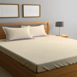 Orange Geometric 300 TC Poly Cotton Double Bedsheet with 2 Pillow Covers by Klotthe image 1