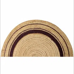 mric Brown Geometric Jute 3 ft x 3 ft Machine Made Round Carpet image 4