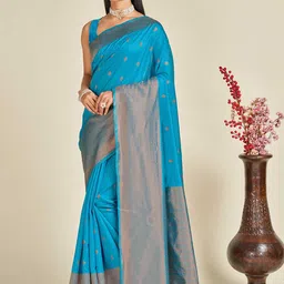 ZIKARAA Ethnic Motif Zari Pure Silk Banarasi Saree-image-90