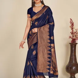 ZIKARAA Ethnic Motif Woven Design Zari Pure Silk Banarasi Saree-picture-32