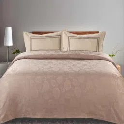 saral home Beige Floral 144 TC 100% Cotton King Sized Bed Sheets with 2 Pillow Covers-picture-19