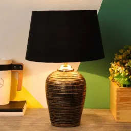 foziq Troika Black Fabric Shade Night Lamp With Teracotta Base-picture-24