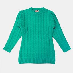 Here&Now X Game Begins Girls Acrylic Cable Knit Longline Pullover-picture-7