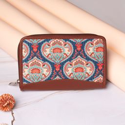 ZOUK Women Blue & Brown Ethnic Motifs Printed Zip Around Wallet-picture-28