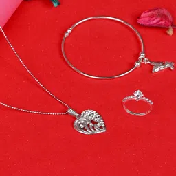 LOOM LEGACY Silver Plated & Stone Studded Jewellery Set image 1