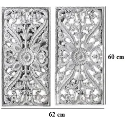 VAS collection home Pack Of 2 Self Designed Rectangle Shaped Wood Wall Decor Plates image 2