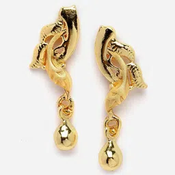 Kennice Gold-Plated Artificial Beads Studded Necklace with Earrings Set image 4