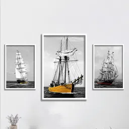 SAF White & Grey 3 Pieces Framed Nature Wall Art image 1