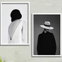 SAF White & Black 2 Pieces Framed Modern Wall Art image 1