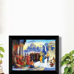 SAF Blue & Black Seeta Ram Religious Painting Framed Wall Art-picture-36